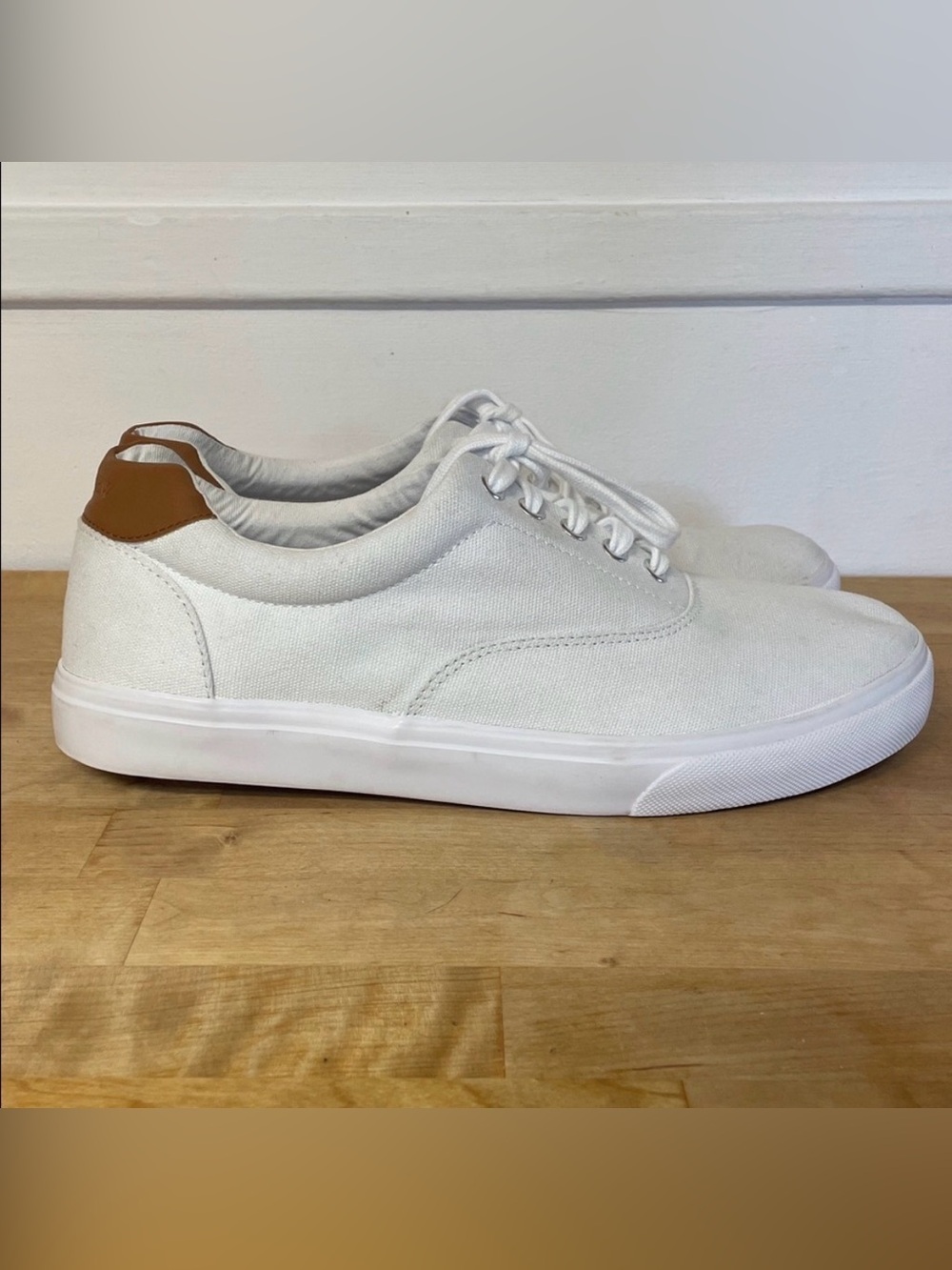 J. Crew Canvas white lace-up casual summer dress sneakers men’s size 12